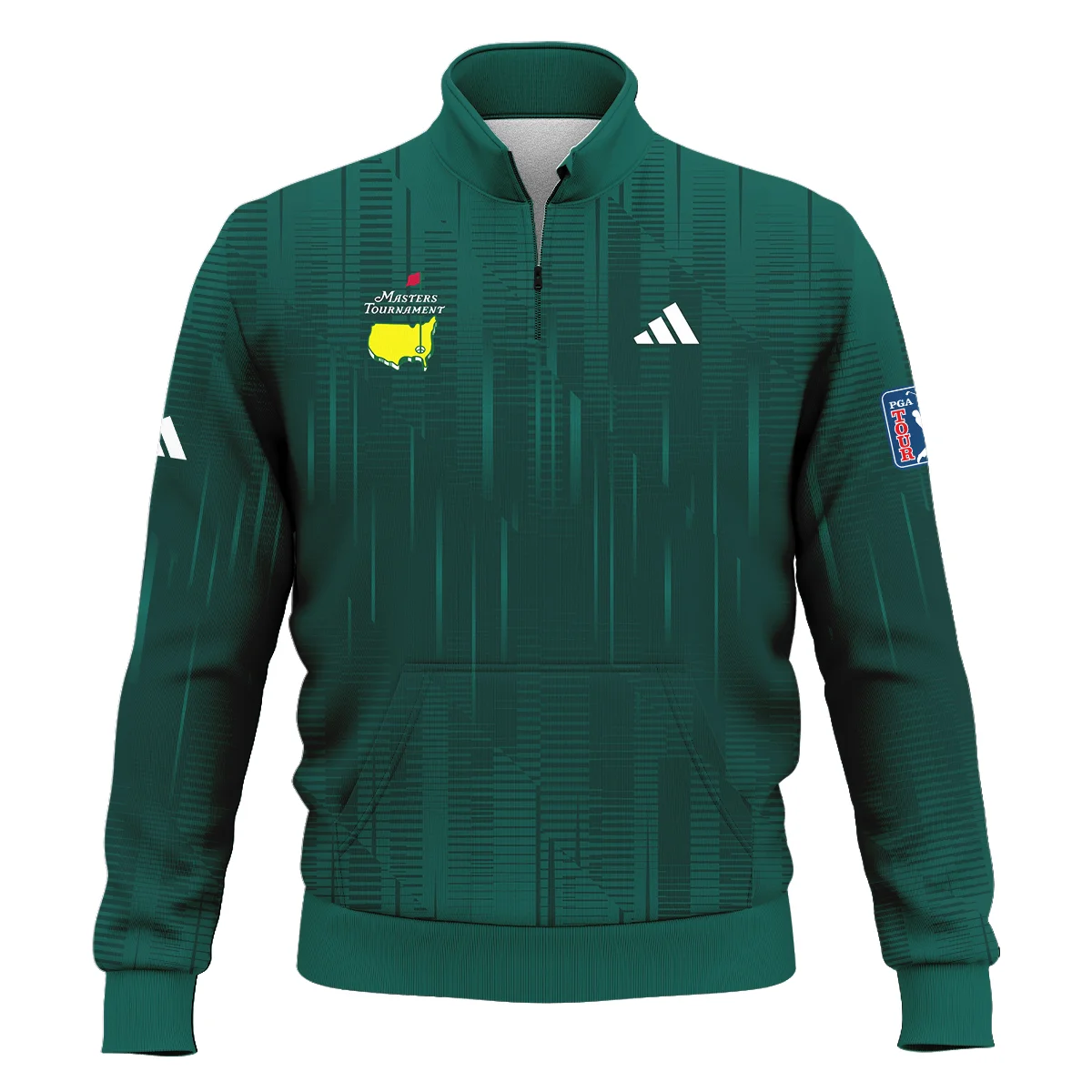 Masters Tournament Adidas Dark Green Gradient Stripes Pattern Style Classic Quarter Zipped Sweatshirt