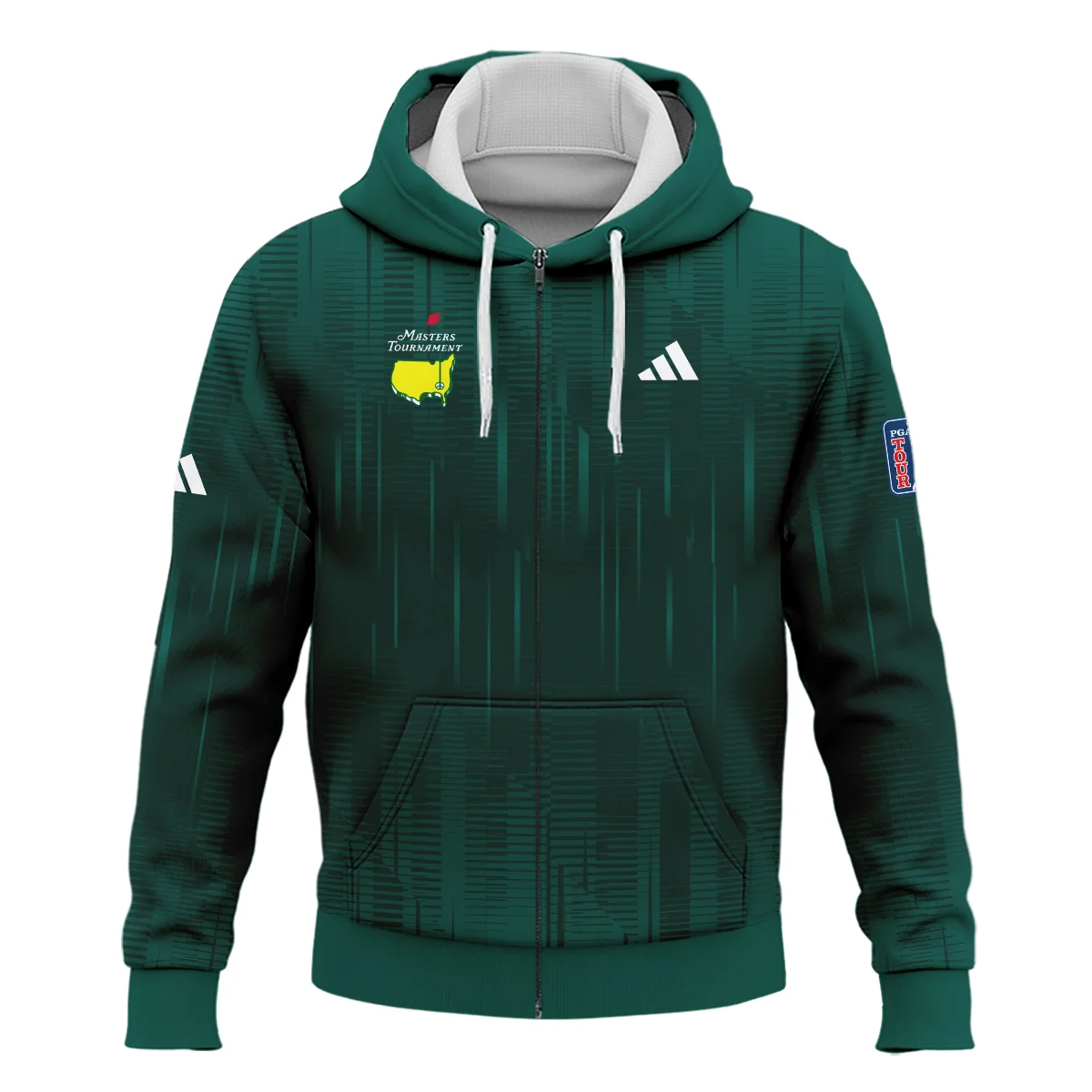 Masters Tournament Adidas Dark Green Gradient Stripes Pattern Zipper Hoodie Shirt Style Classic Zipper Hoodie Shirt