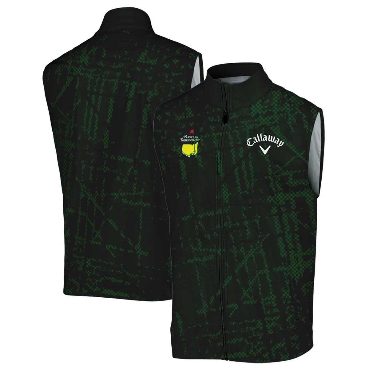 Masters Tournament Callaway Golf Pattern Halftone Green Sleeveless Jacket Style Classic Sleeveless Jacket