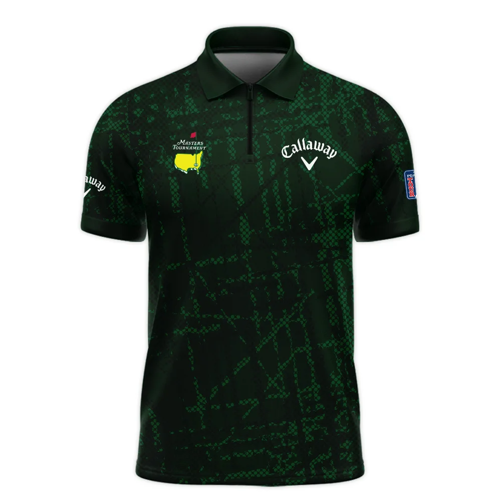 Masters Tournament Callaway Golf Pattern Halftone Green Zipper Polo Shirt Style Classic Zipper Polo Shirt For Men