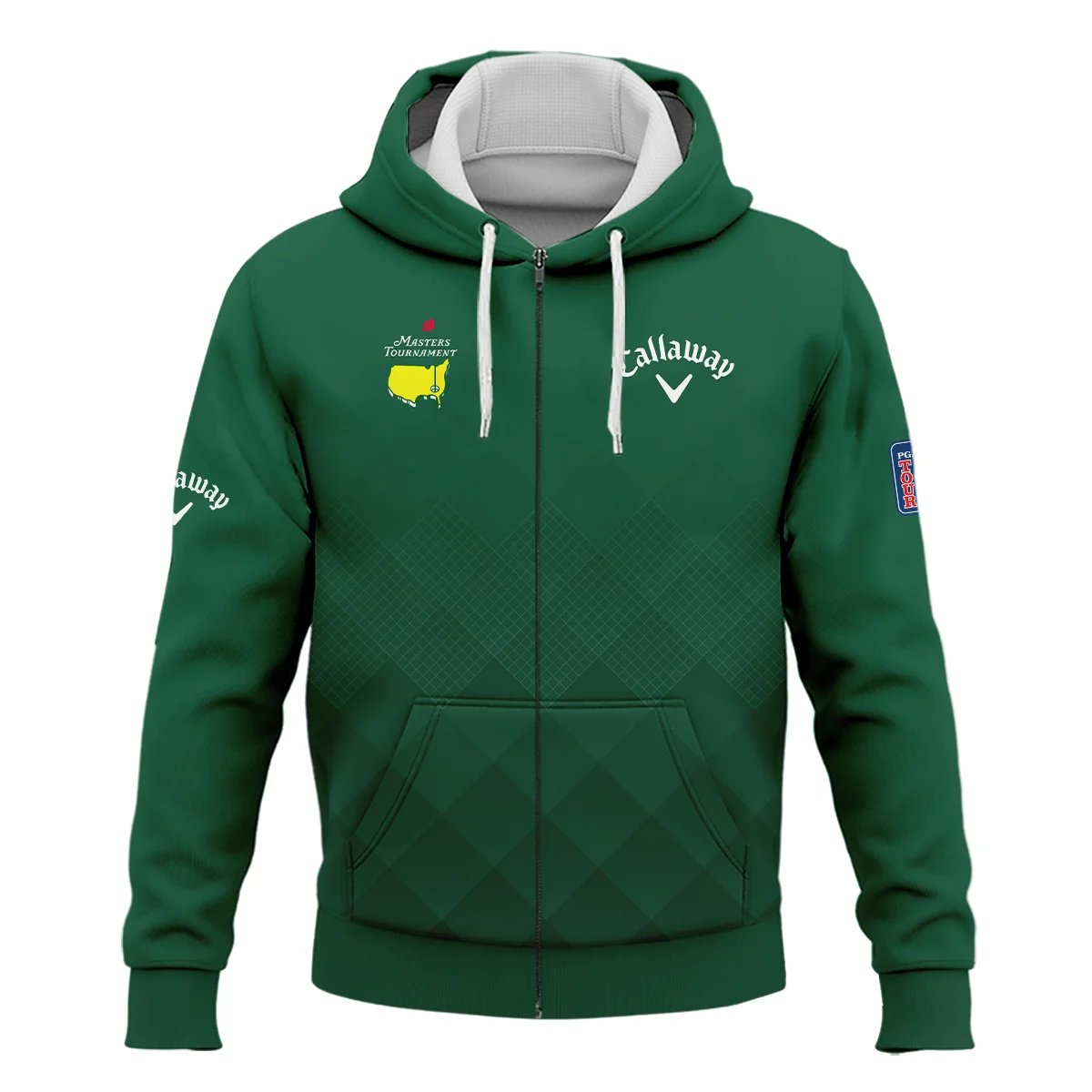 Masters Tournament Callaway Gradient Dark Green Pattern Zipper Hoodie Shirt Style Classic Zipper Hoodie Shirt