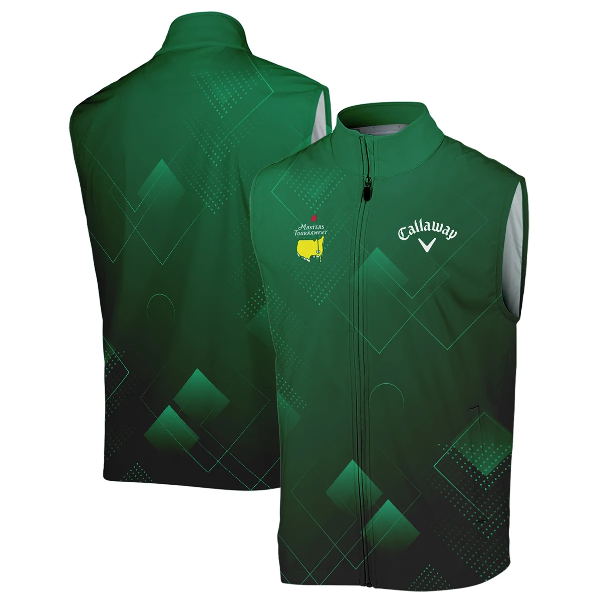 Masters Tournament Callaway Sleeveless Jacket Golf Sports Green Abstract Geometric Sleeveless Jacket