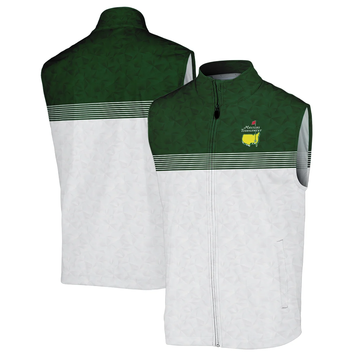 Masters Tournament Callaway Sleeveless Jacket White Pattern White Geometric Abstract Polygon Shape Sleeveless Jacket