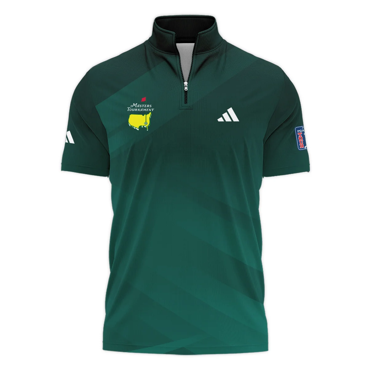 Masters Tournament Dark Green Gradient Golf Sport Adidas Style Classic, Short Sleeve Polo Shirts Quarter-Zip Casual Slim Fit Mock Neck Basic