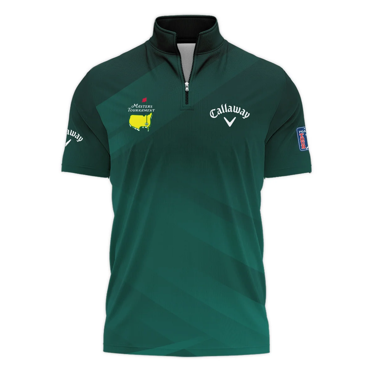 Masters Tournament Dark Green Gradient Golf Sport Callaway Style Classic, Short Sleeve Polo Shirts Quarter-Zip Casual Slim Fit Mock Neck Basic