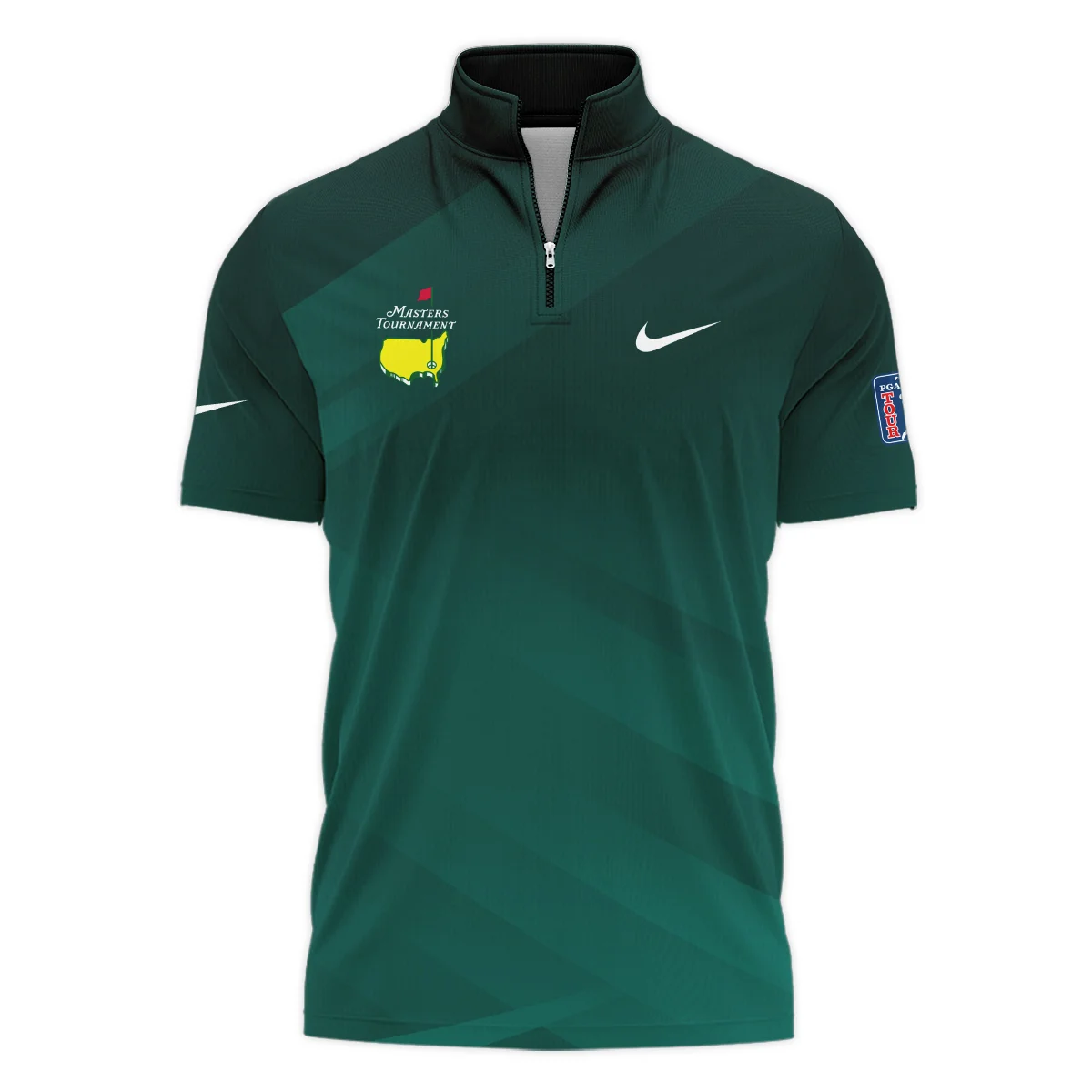 Masters Tournament Dark Green Gradient Golf Sport Nike Style Classic, Short Sleeve Polo Shirts Quarter-Zip Casual Slim Fit Mock Neck Basic