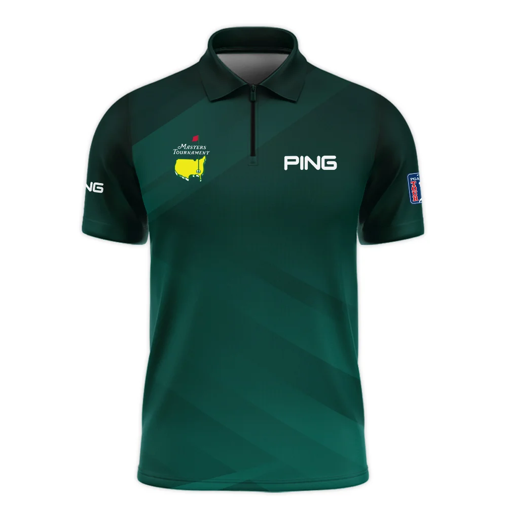 Masters Tournament Dark Green Gradient Golf Sport Ping Zipper Polo Shirt Style Classic Zipper Polo Shirt For Men