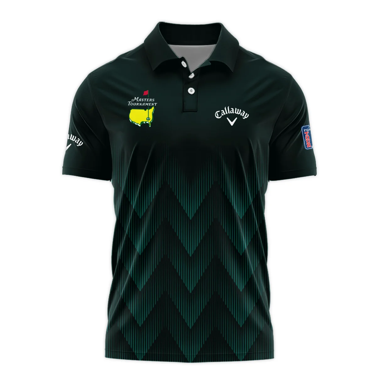 Masters Tournament Golf Callaway Polo Shirt Zigzag Pattern Dark Green Golf Sports All Over Print Polo Shirt For Men