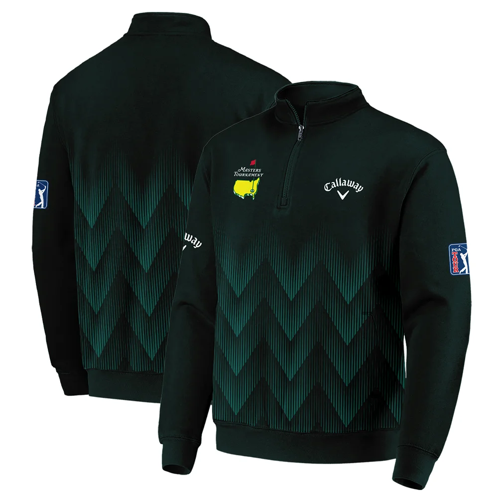 Masters Tournament Golf Callaway Quarter-Zip Jacket Zigzag Pattern Dark Green Golf Sports All Over Print Quarter-Zip Jacket