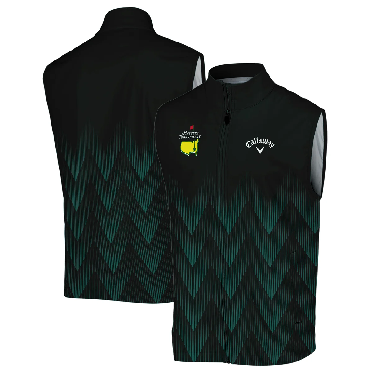 Masters Tournament Golf Callaway Sleeveless Jacket Zigzag Pattern Dark Green Golf Sports All Over Print Sleeveless Jacket