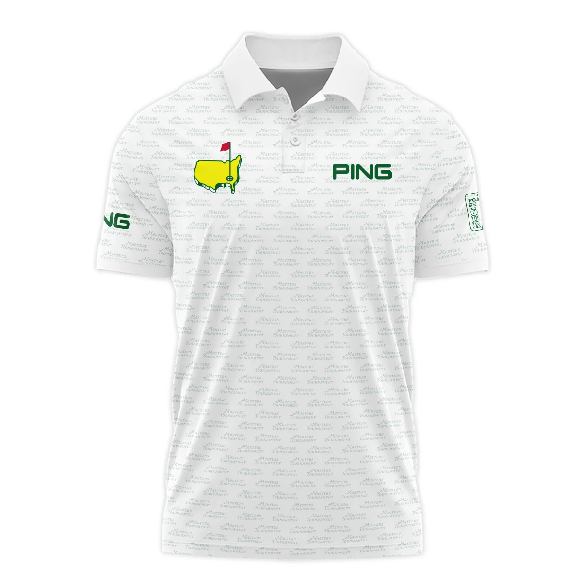 Masters Tournament Golf Ping Polo Shirt Logo Text Pattern White Green Golf Sports All Over Print Polo Shirt For Men