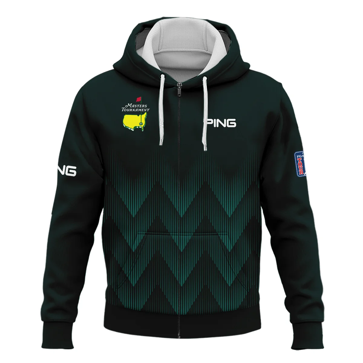 Masters Tournament Golf Ping Zipper Hoodie Shirt Zigzag Pattern Dark Green Golf Sports All Over Print Zipper Hoodie Shirt