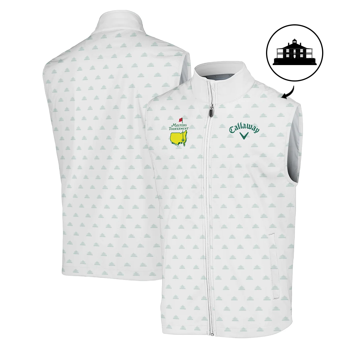 Masters Tournament Golf Sport Callaway Sleeveless Jacket Sports Cup Pattern White Green Sleeveless Jacket