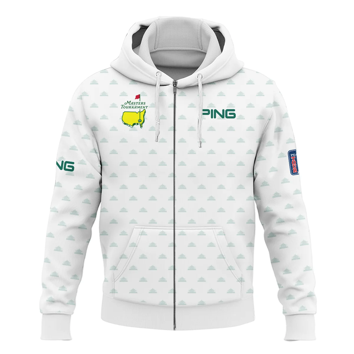 Masters Tournament Golf Sport Ping Zipper Hoodie Shirt Sports Cup Pattern White Green Zipper Hoodie Shirt