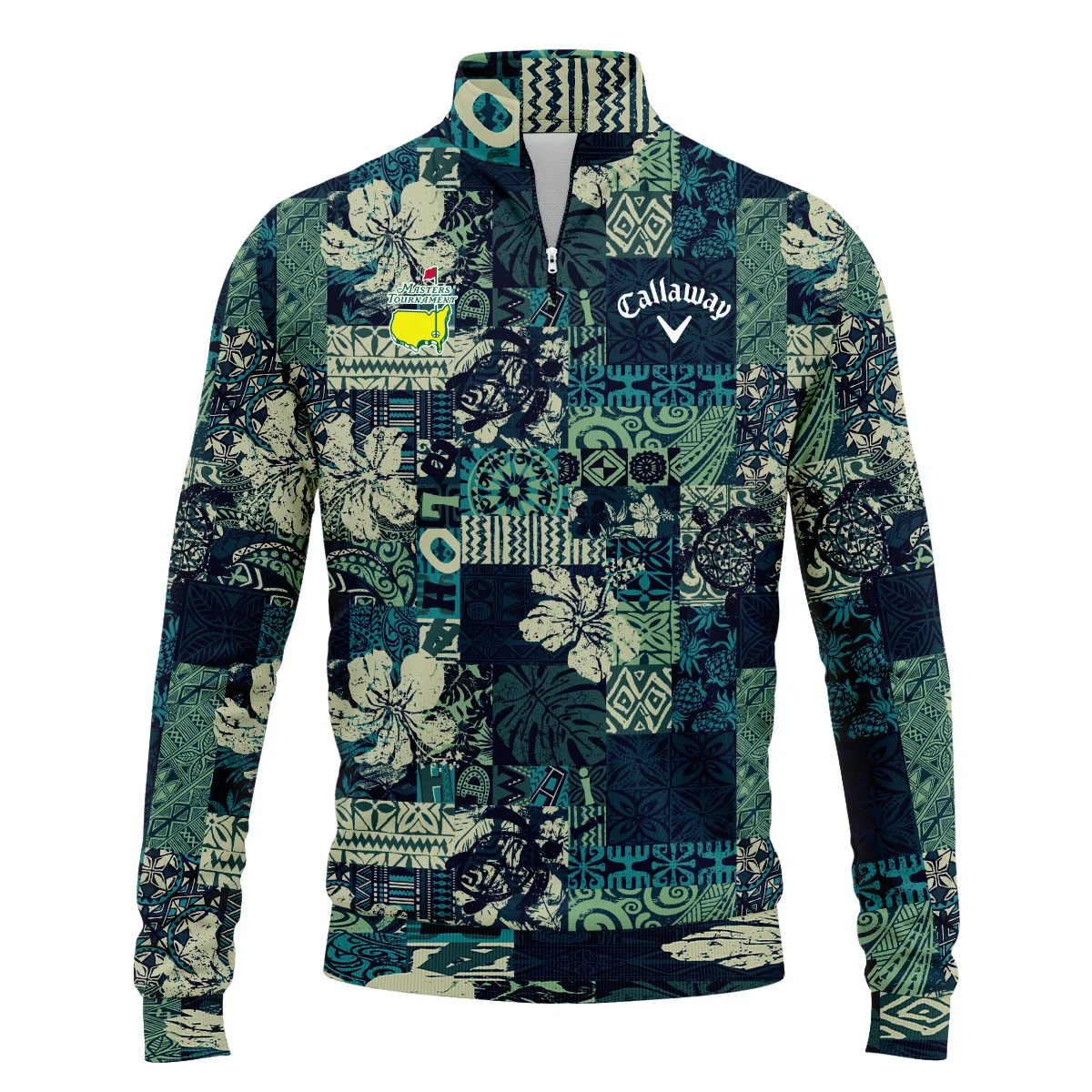 Masters Tournament Hawaiian Hibiscus And Tribal Element Fabric Callaway Quarter-Zip Jacket Style Classic Quarter-Zip Jacket