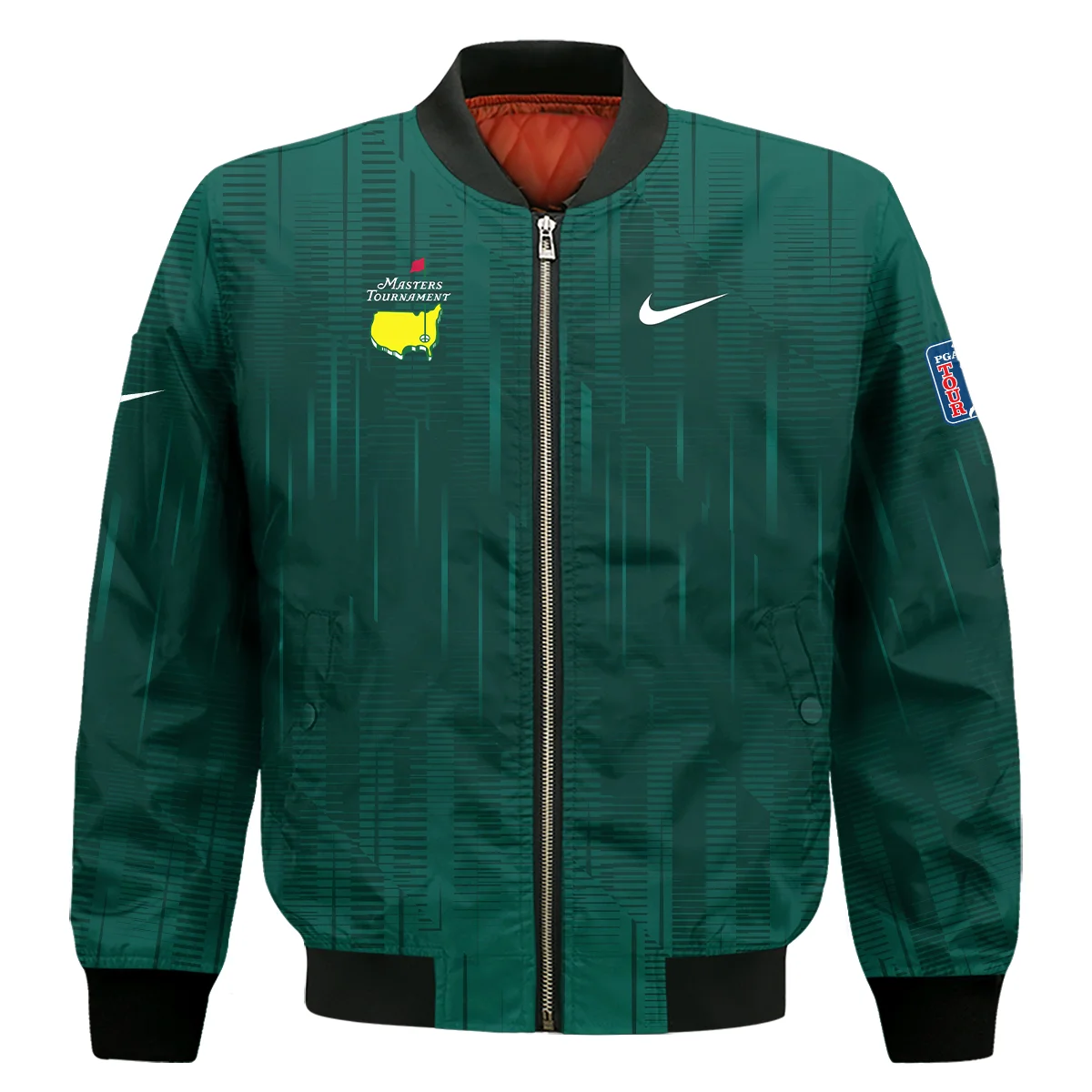 Masters Tournament Nike Dark Green Gradient Stripes Pattern Bomber Jacket Style Classic Bomber Jacket