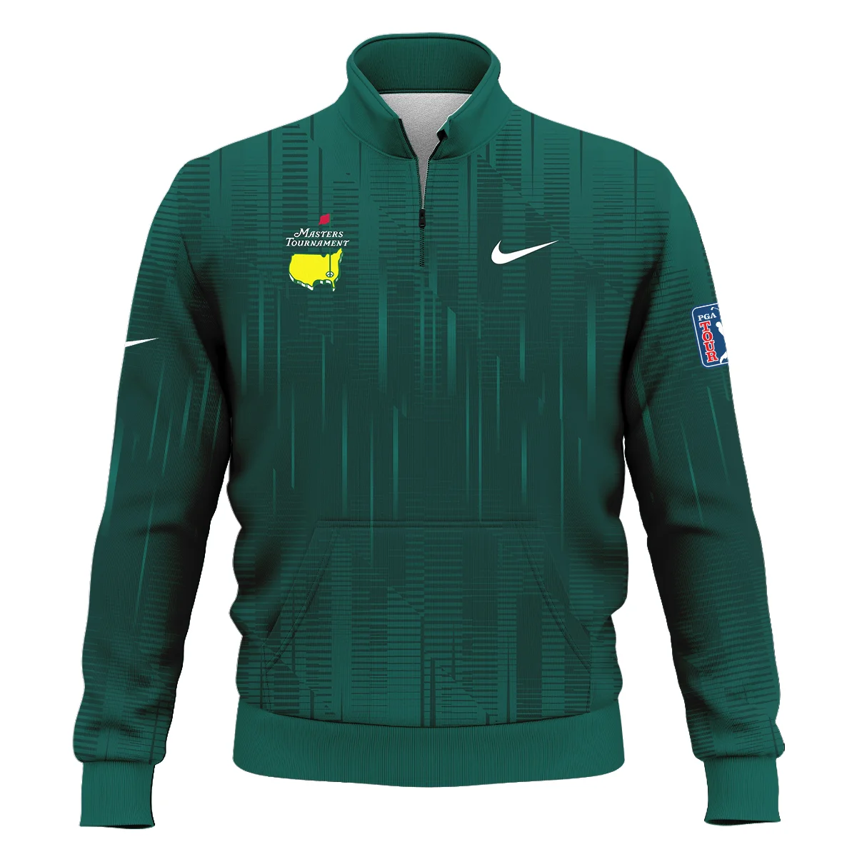 Masters Tournament Nike Dark Green Gradient Stripes Pattern Style Classic Quarter Zipped Sweatshirt