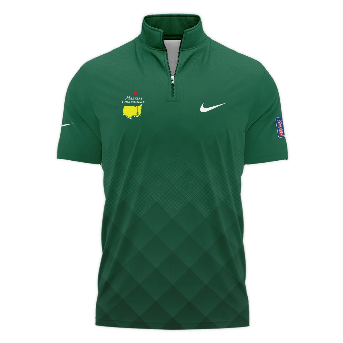 Masters Tournament Nike Gradient Dark Green Pattern Style Classic, Short Sleeve Polo Shirts Quarter-Zip Casual Slim Fit Mock Neck Basic