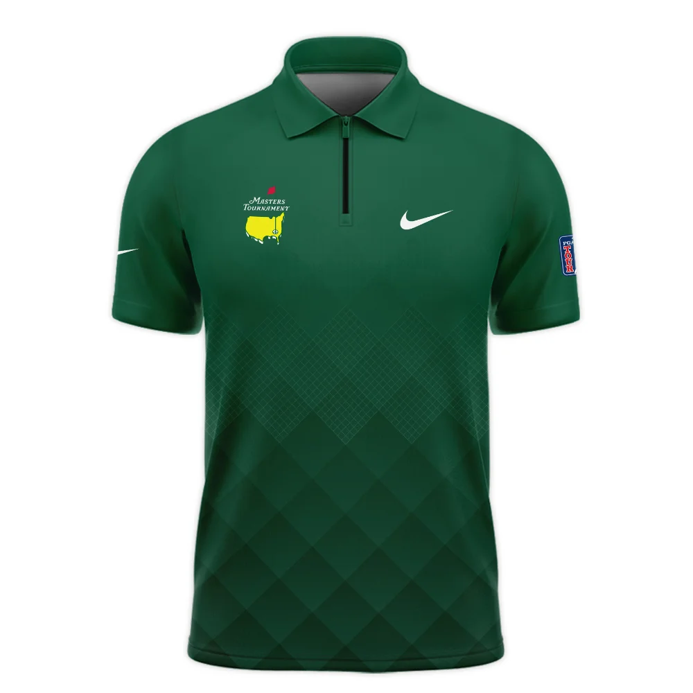 Masters Tournament Nike Gradient Dark Green Pattern Zipper Polo Shirt Style Classic Zipper Polo Shirt For Men