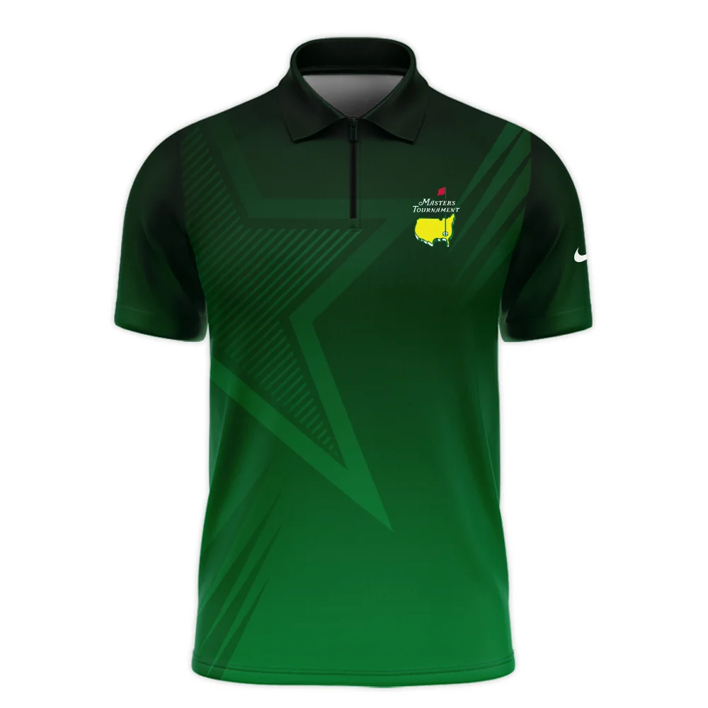 Masters Tournament Nike Star Dark Green Pattern Zipper Polo Shirt Style Classic Zipper Polo Shirt For Men