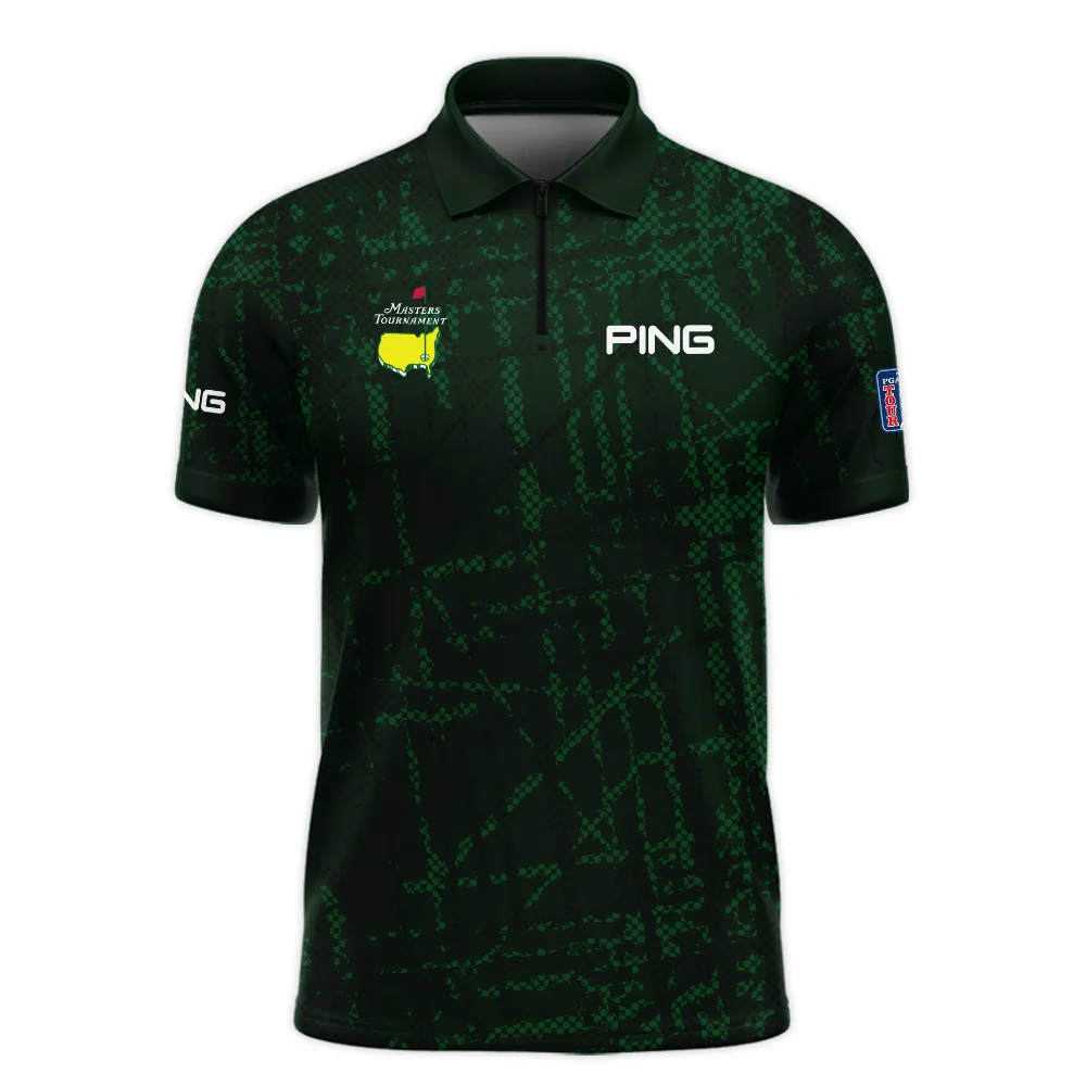 Masters Tournament Ping Golf Pattern Halftone Green Zipper Polo Shirt Style Classic Zipper Polo Shirt For Men