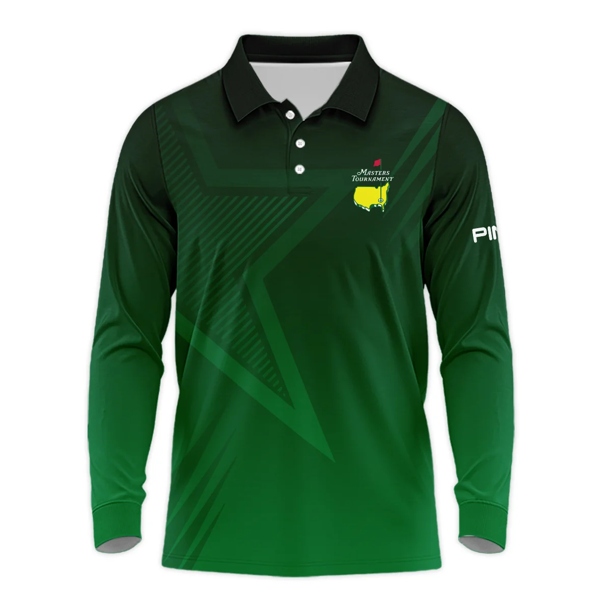 Masters Tournament Ping Star Dark Green Pattern Long Polo Shirt Style Classic Long Polo Shirt For Men