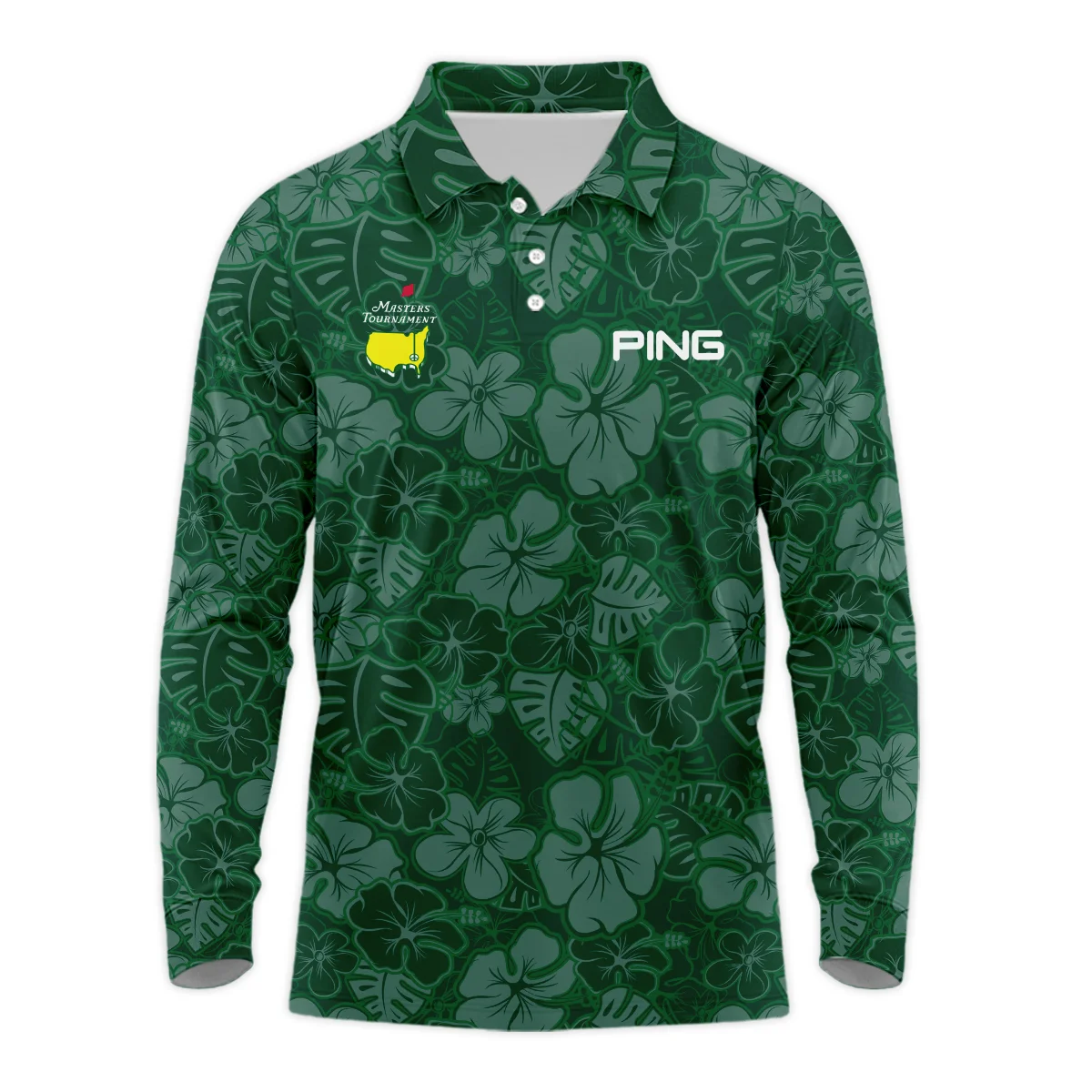 Masters Tournament Ping Tileable Seamless Hawaiian Pattern Long Polo Shirt Style Classic Long Polo Shirt For Men