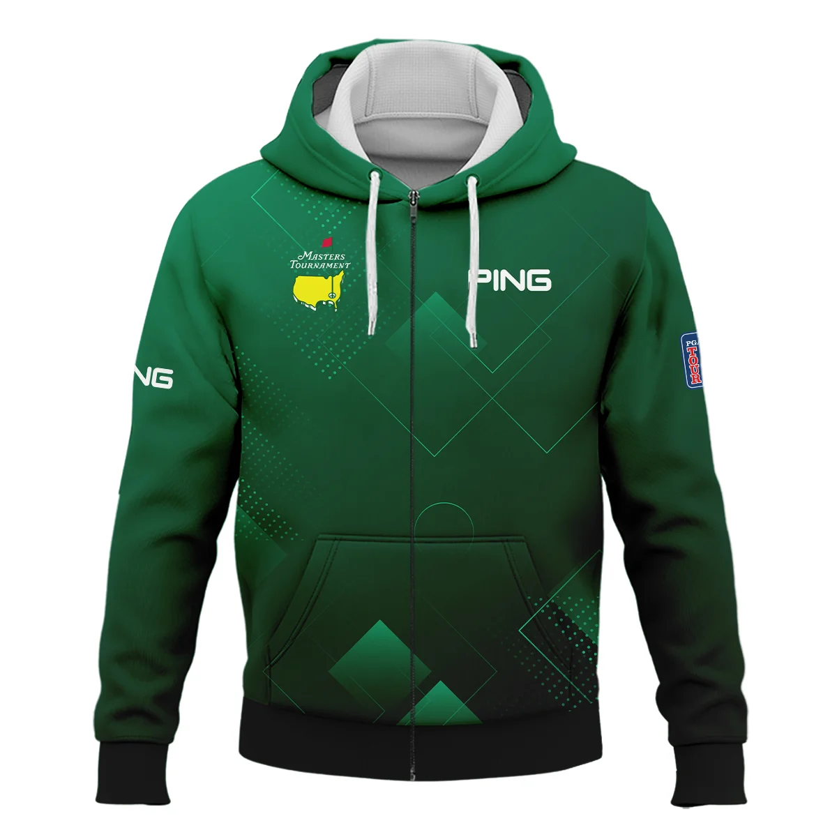 Masters Tournament Ping Zipper Hoodie Shirt Golf Sports Green Abstract Geometric Zipper Hoodie Shirt