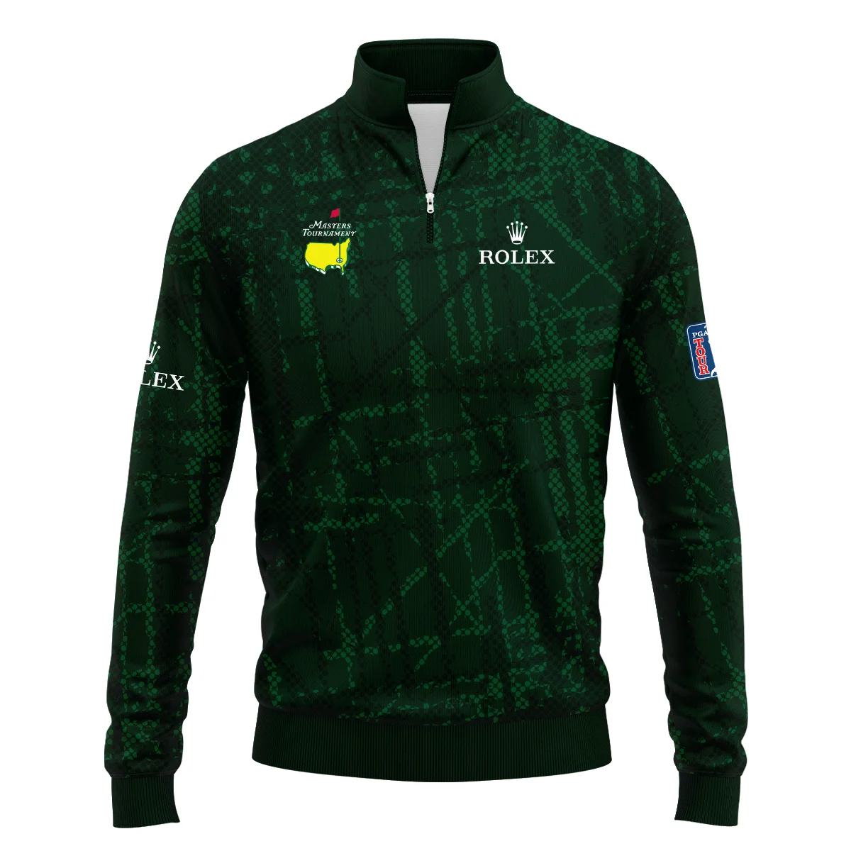 Masters Tournament Rolex Golf Pattern Halftone Green Quarter-Zip Jacket Style Classic Quarter-Zip Jacket