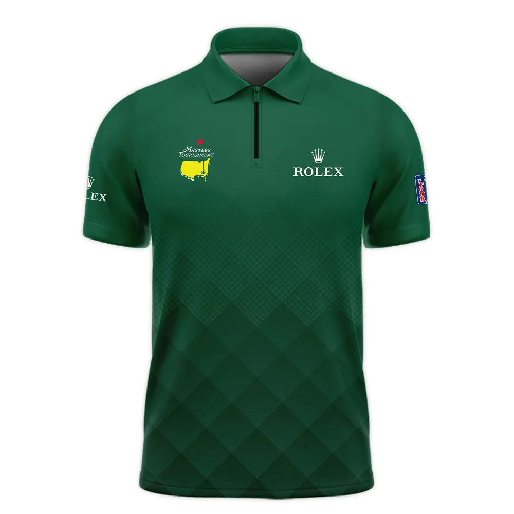 Masters Tournament Rolex Gradient Dark Green Pattern Zipper Polo Shirt Style Classic Zipper Polo Shirt For Men