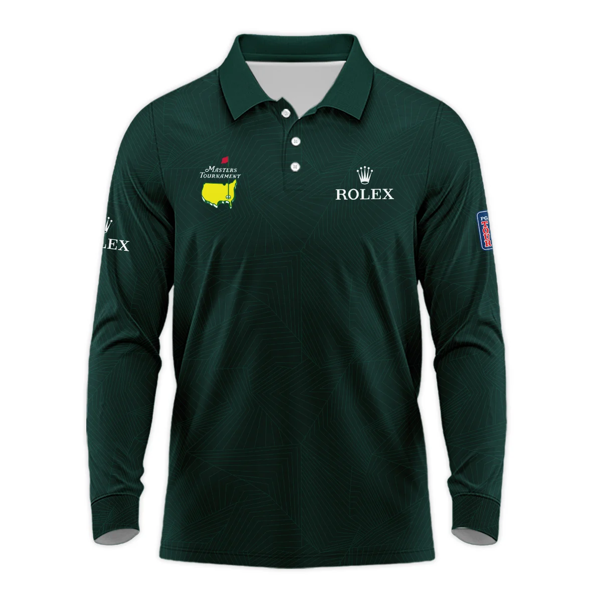 Masters Tournament Rolex Pattern Sport Jersey Dark Green Long Polo Shirt Style Classic Long Polo Shirt For Men