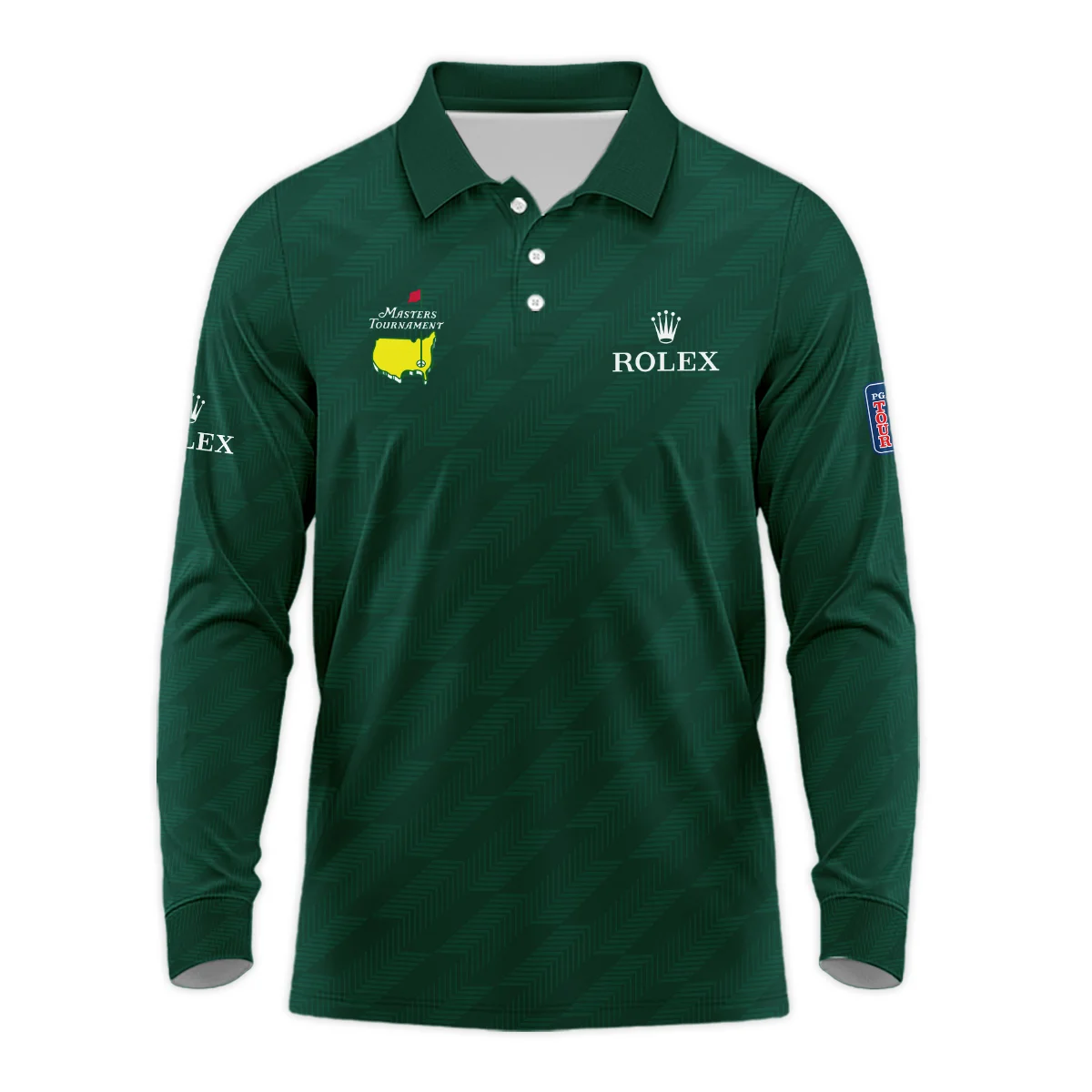 Masters Tournament Rolex Star Dark Green Pattern Long Polo Shirt Style Classic Long Polo Shirt For Men