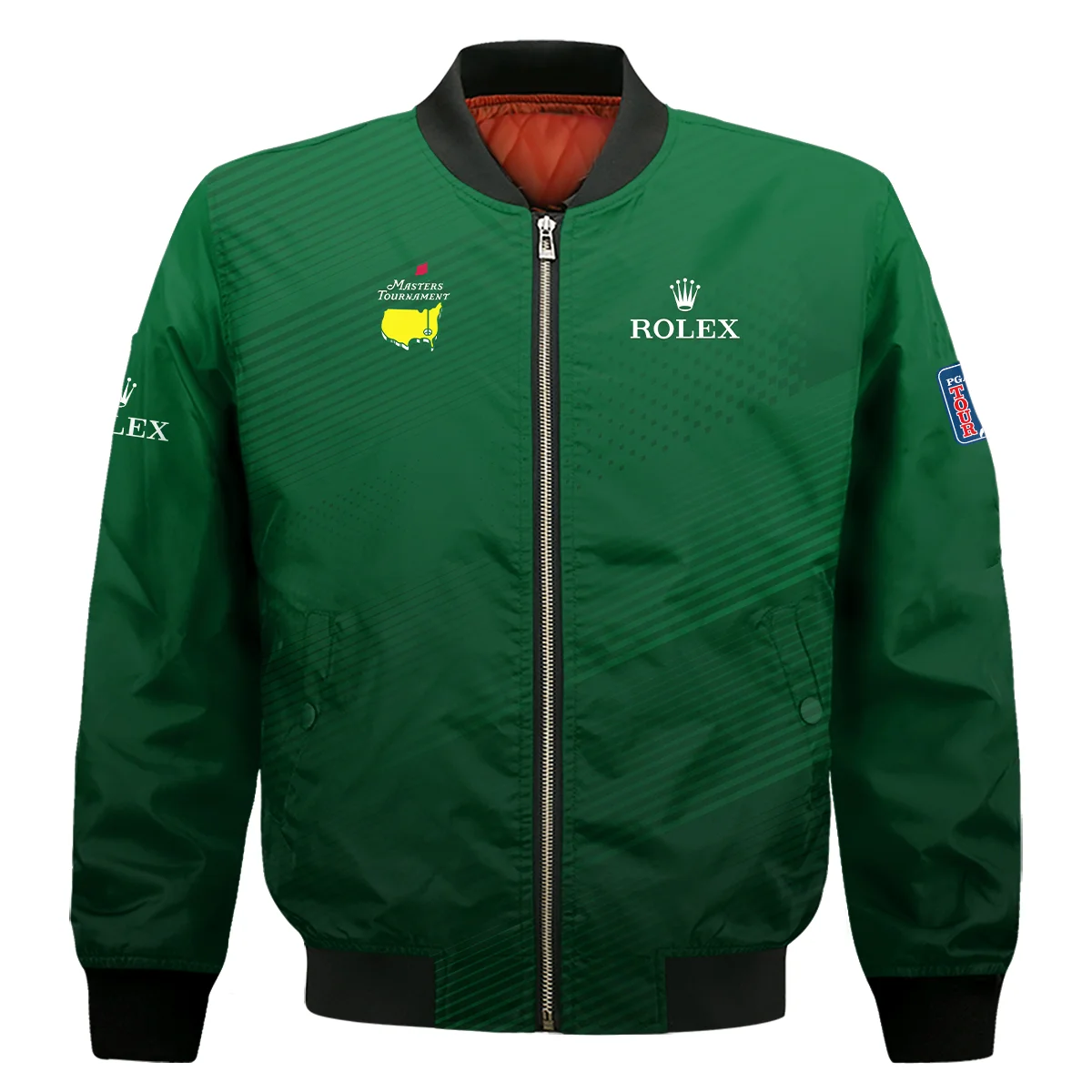 Masters Tournament Stripe Gradient Dark Green Abstract Pattern Rolex Bomber Jacket Style Classic Bomber Jacket