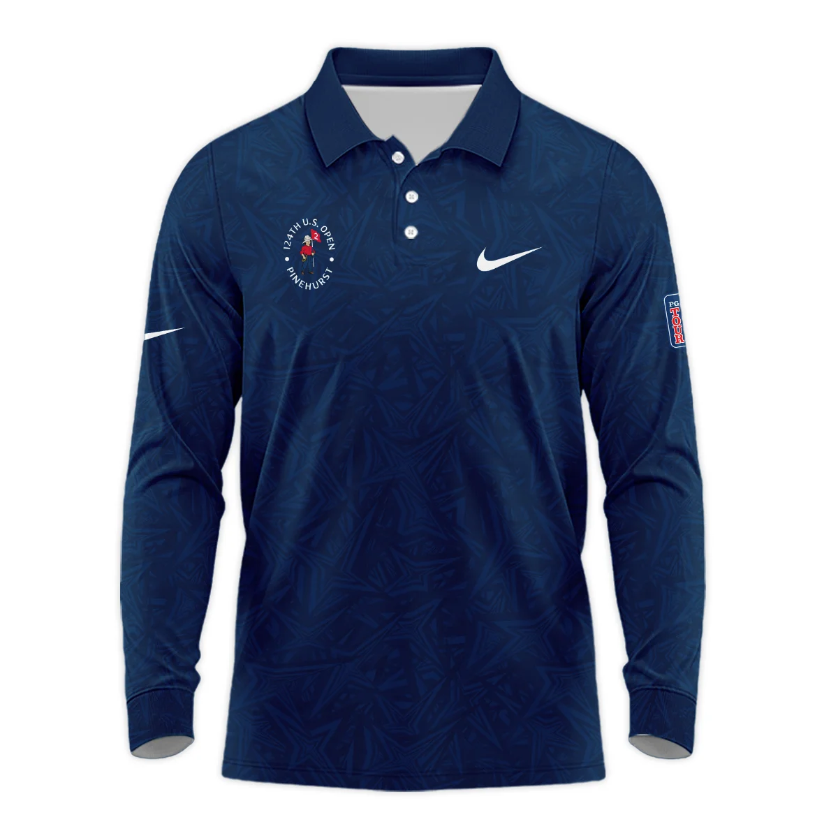 Nike 124th U.S. Open Pinehurst Stars Gradient Pattern Dark Blue Long Polo Shirt Style Classic Long Polo Shirt For Men