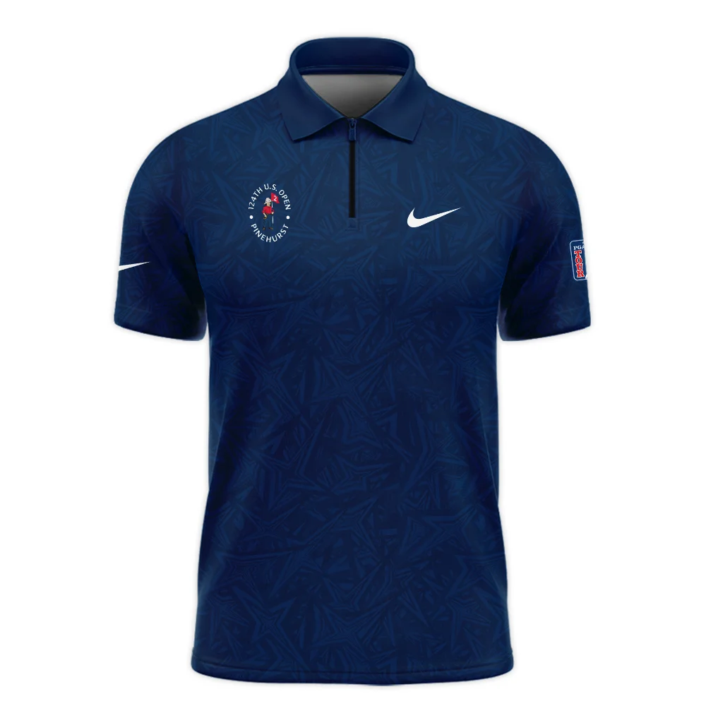 Nike 124th U.S. Open Pinehurst Stars Gradient Pattern Dark Blue Zipper Polo Shirt Style Classic Zipper Polo Shirt For Men