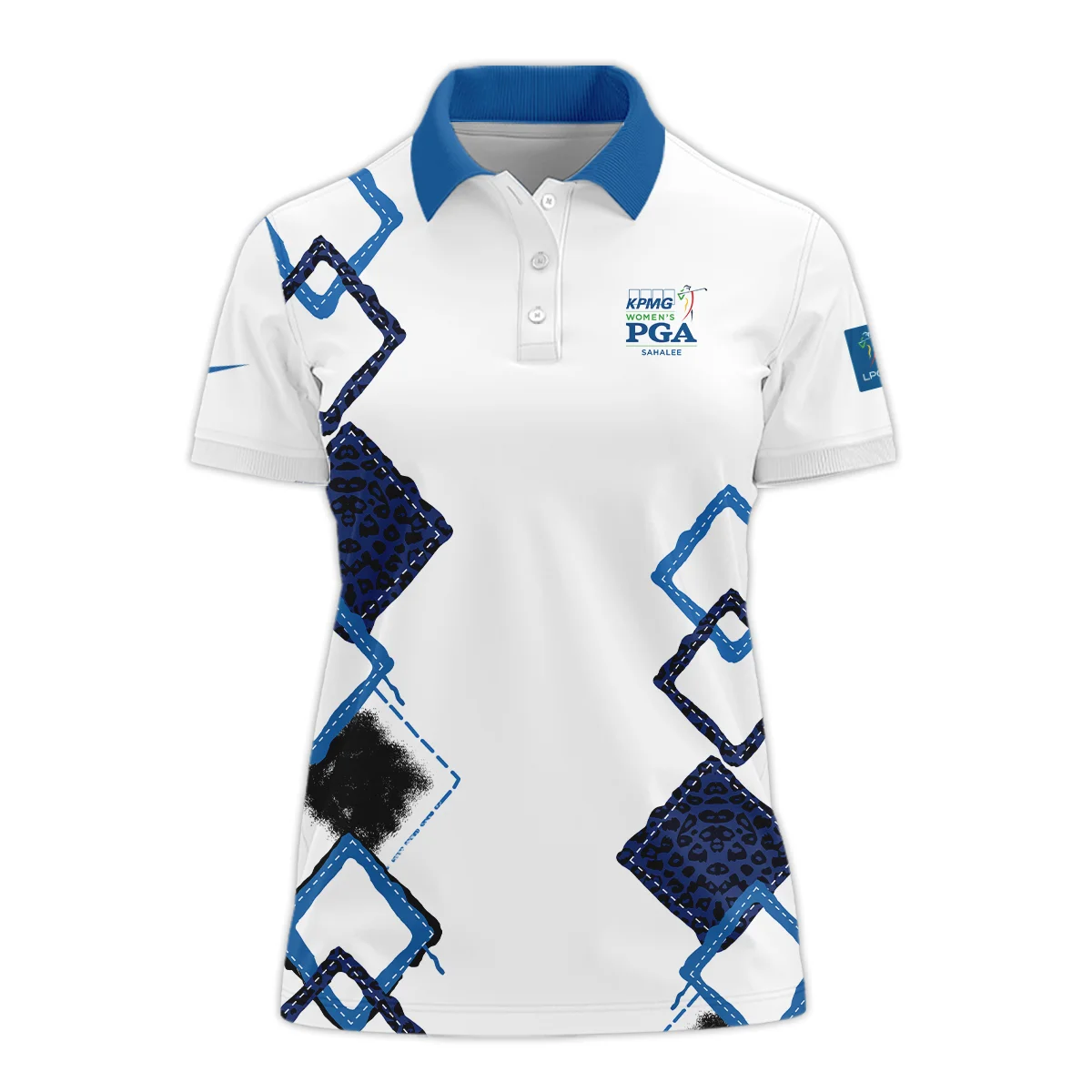 Nike 2024 KPMG Women's PGA Championship Dark Blue Grunge Brush Pattern Background Short Polo Shirt