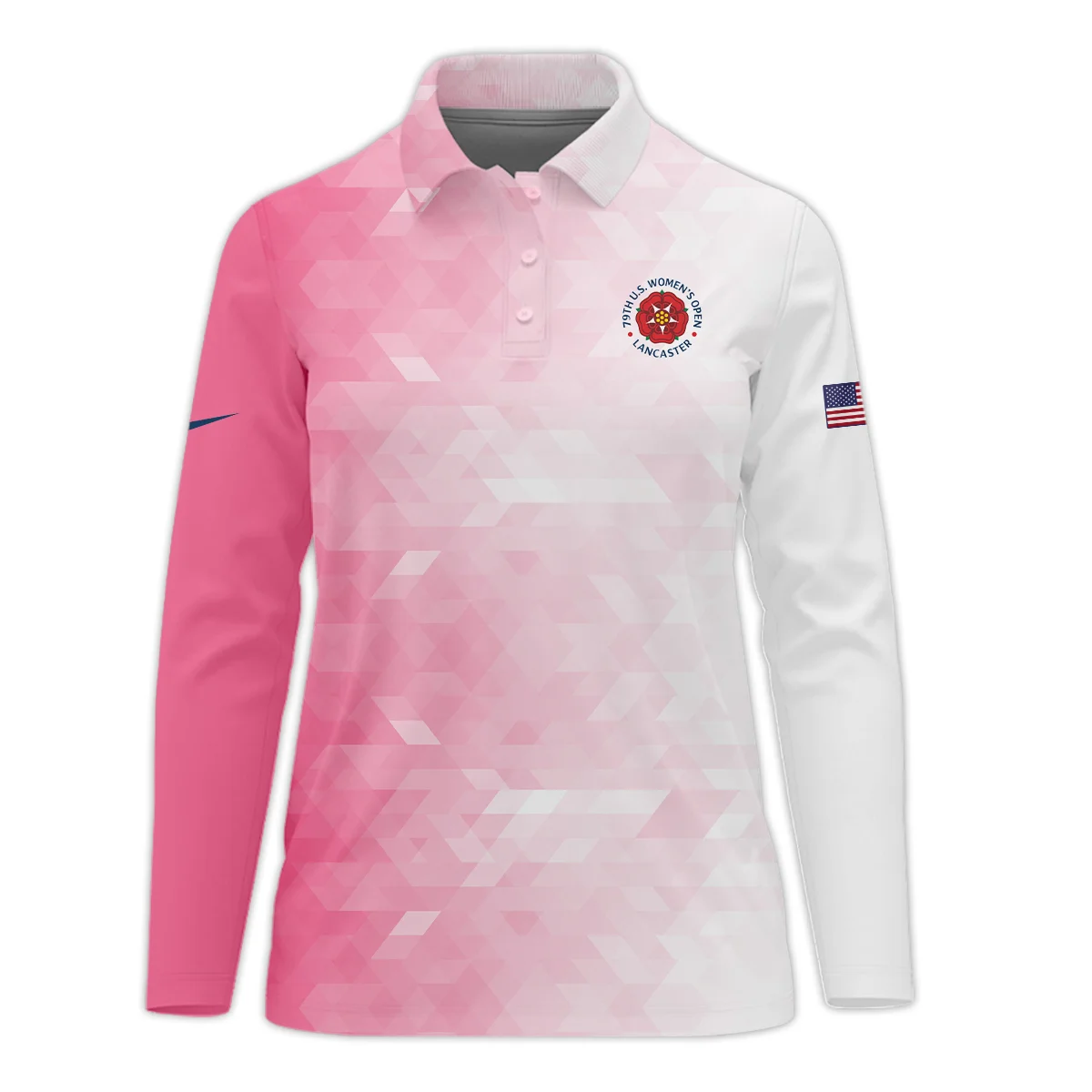 Nike 79th U.S. Women’s Open Lancaster Pink Abstract Background Long Polo Shirt