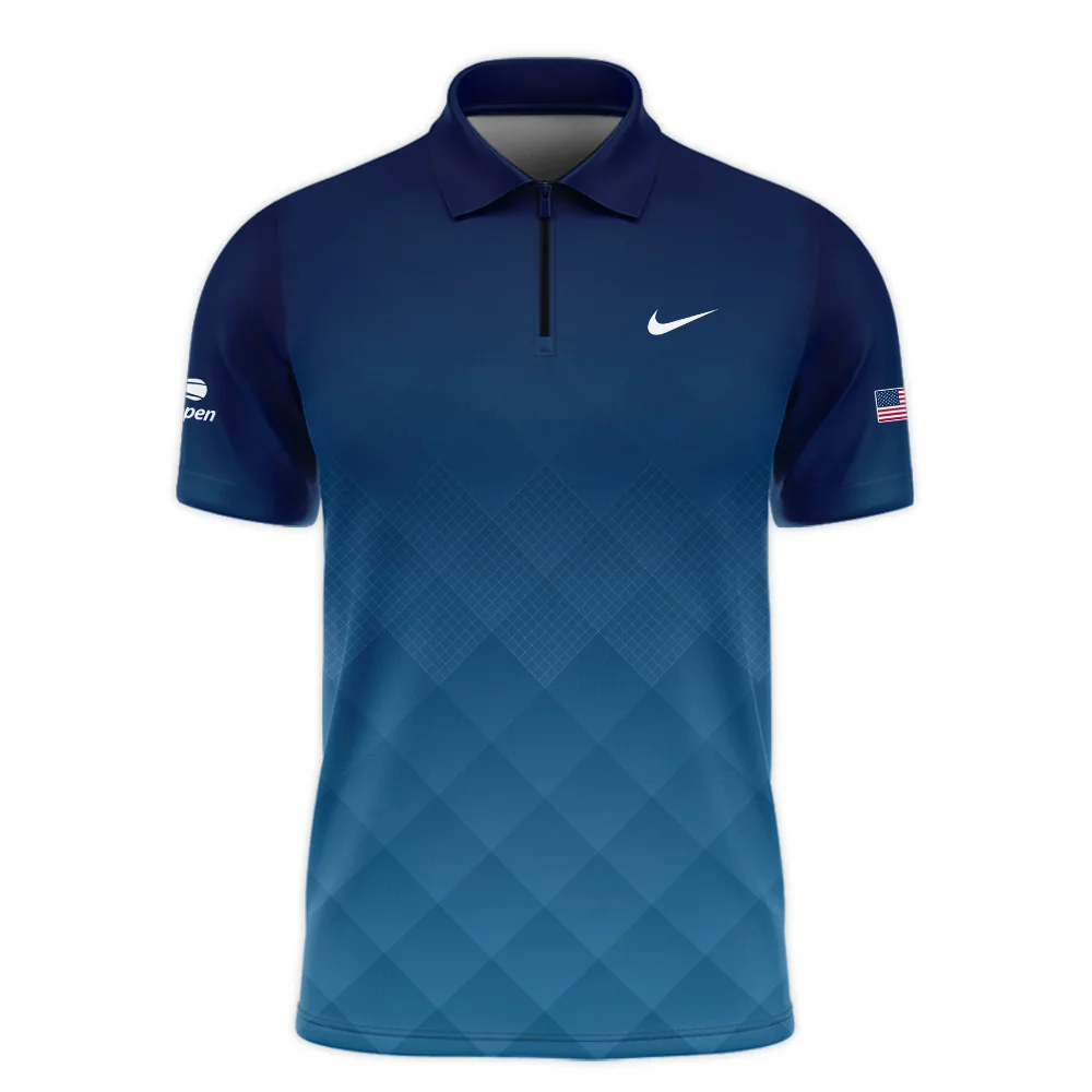 Nike Blue Abstract Background US Open Tennis Champions Zipper Polo Shirt Style Classic Zipper Polo Shirt For Men