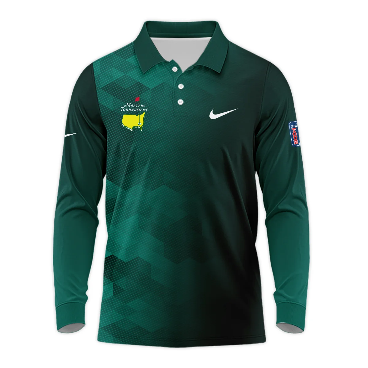 Nike Golf Sport Dark Green Gradient Abstract Background Masters Tournament Long Polo Shirt Style Classic Long Polo Shirt For Men