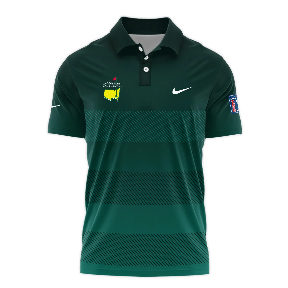 Nike Masters Tournament Dark Green Gradient Stripes Pattern Golf Sport Polo Shirt Style Classic Polo Shirt For Men