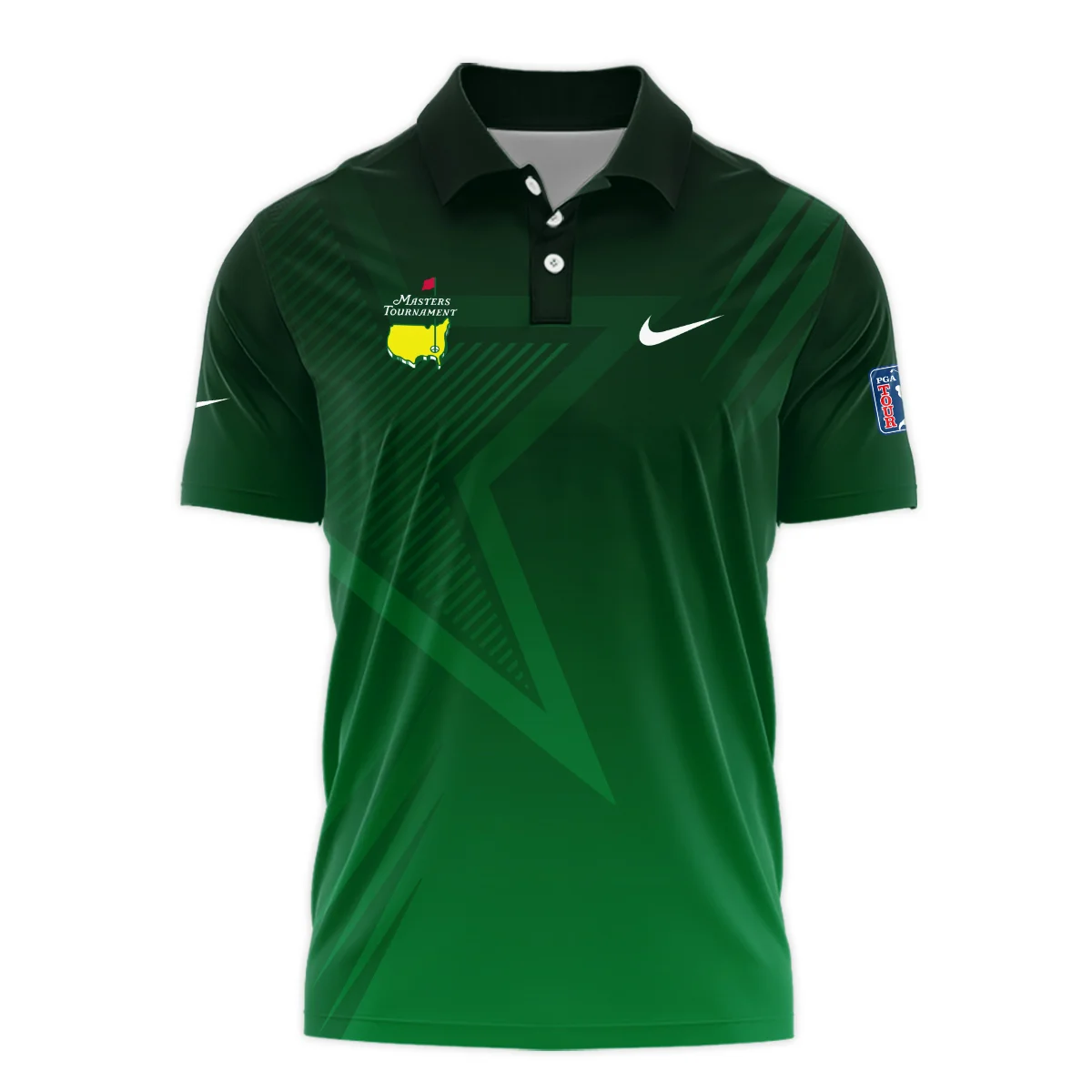 Nike Masters Tournament Polo Shirt Dark Green Gradient Star Pattern Golf Sports Polo Shirt Style Classic Polo Shirt For Men