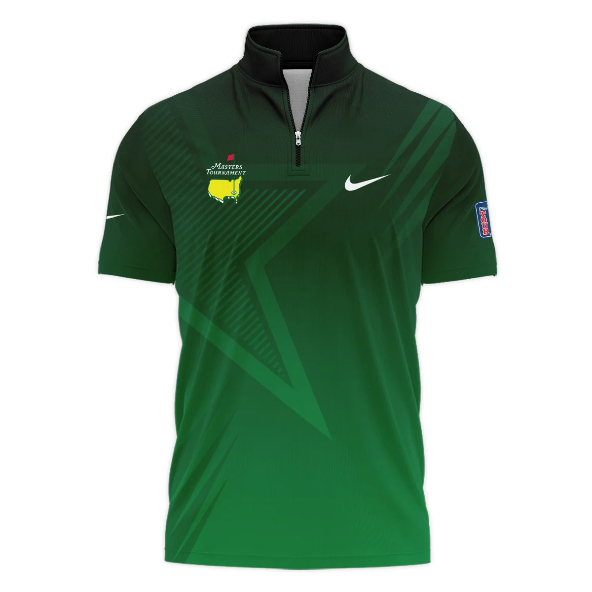 Nike Masters Tournament Polo Shirt Dark Green Gradient Star Pattern Golf Sports Style Classic, Short Sleeve Polo Shirts Quarter-Zip Casual Slim Fit Mock Neck Basic