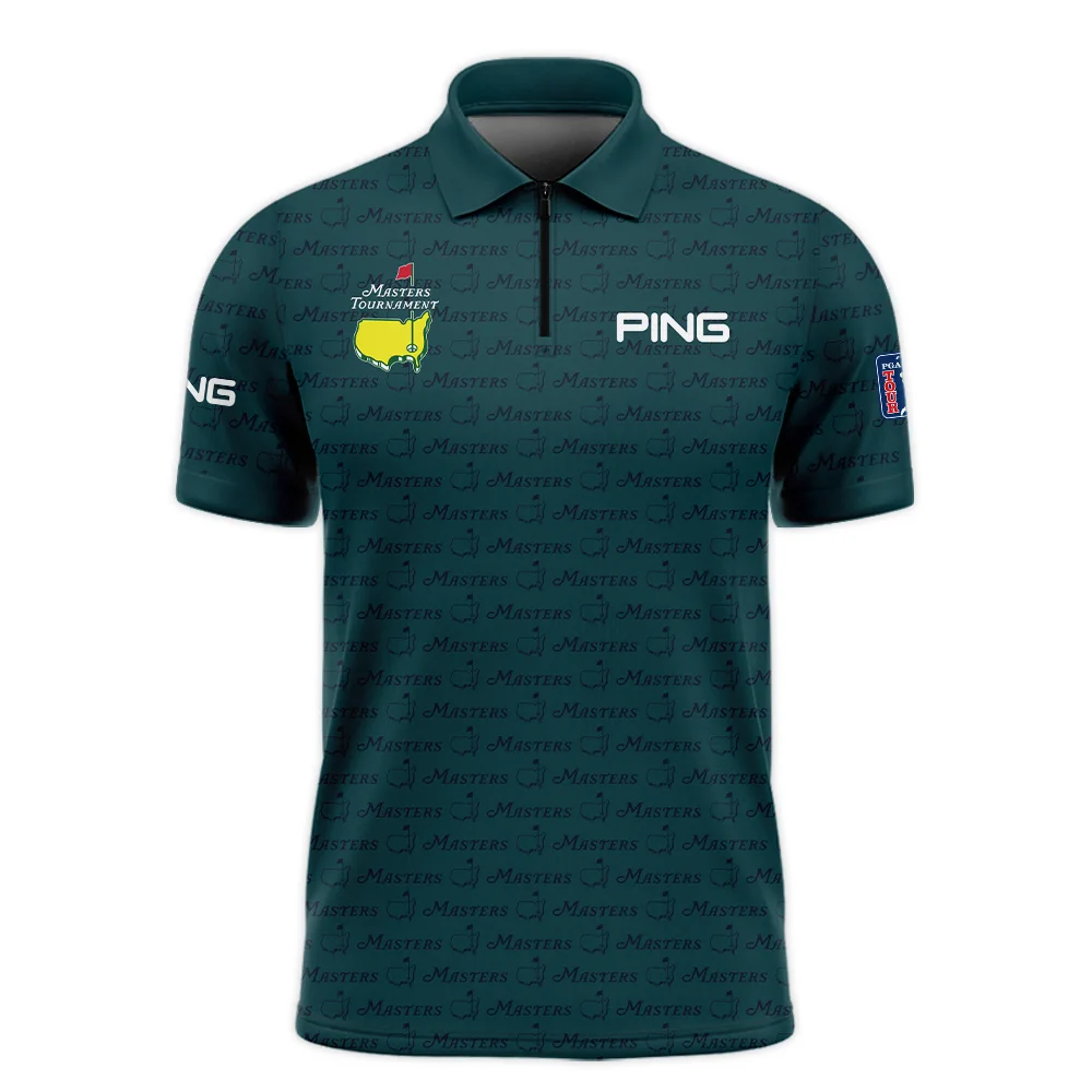 Pattern Dark Green Masters Tournament Ping Zipper Polo Shirt Color Green Zipper Polo Shirt For Men