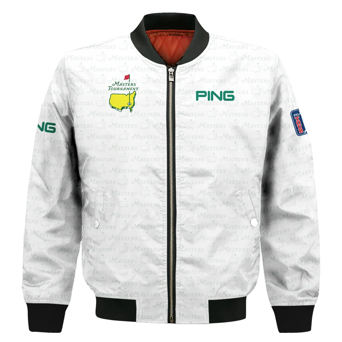 Pattern Masters Tournament Ping Bomber Jacket White Green Sport Love Clothing Bomber Jacket