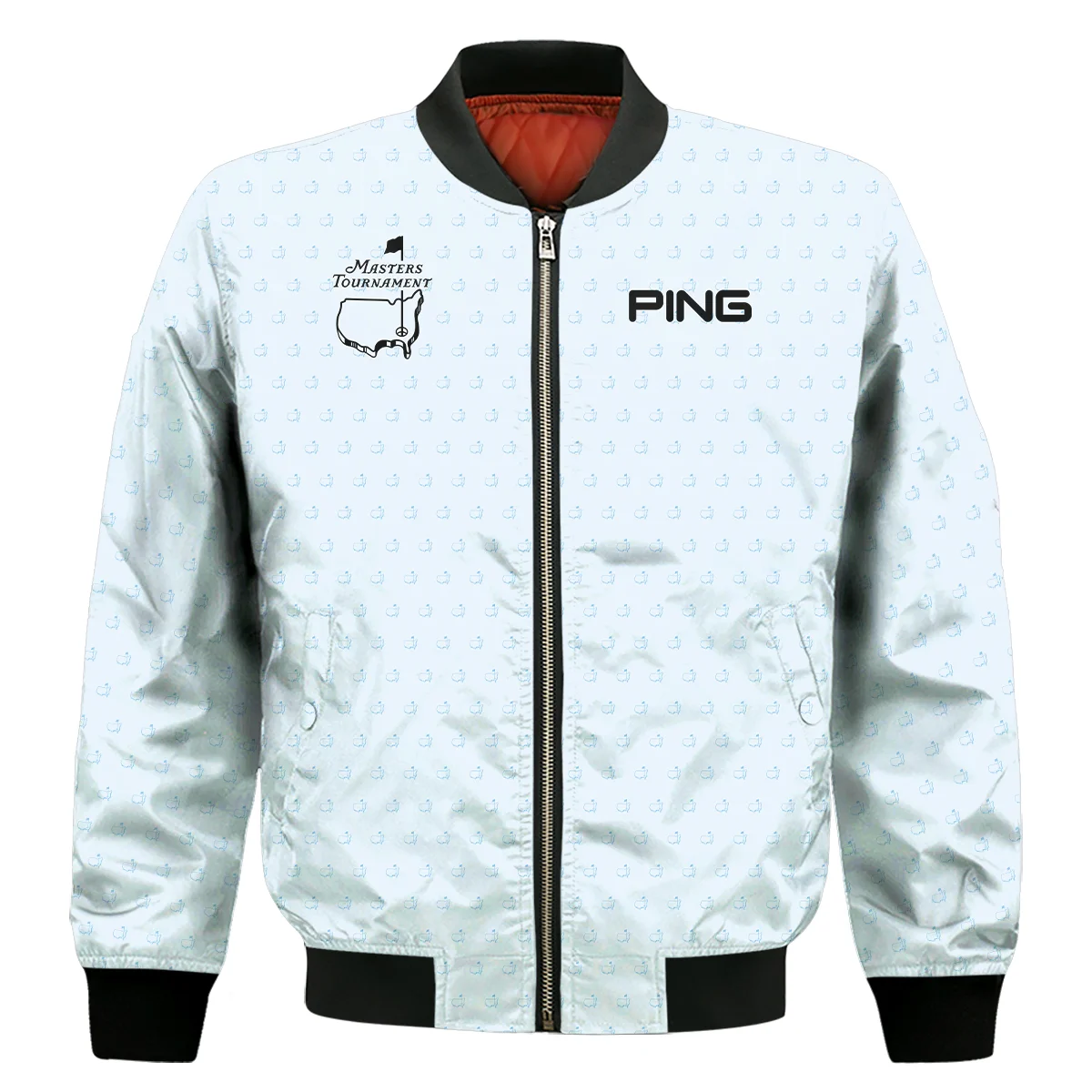 Pattern Masters Tournament Ping Bomber Jacket White Light Blue Color Pattern Logo  Bomber Jacket