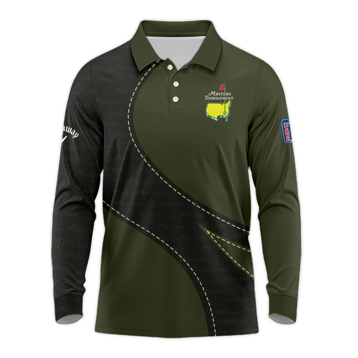 Pattern Military Green Masters Tournament Callaway Long Polo Shirt Style Classic Long Polo Shirt For Men