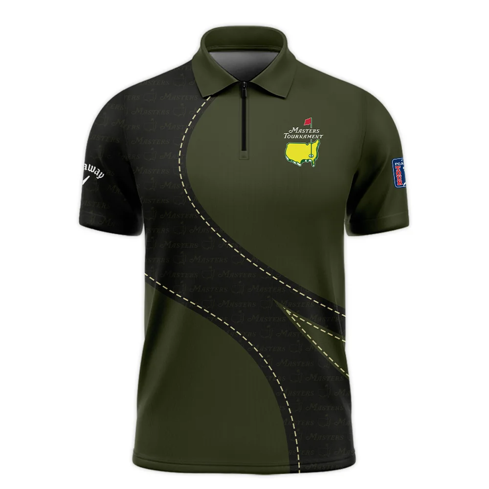 Pattern Military Green Masters Tournament Callaway Zipper Polo Shirt Style Classic Zipper Polo Shirt For Men