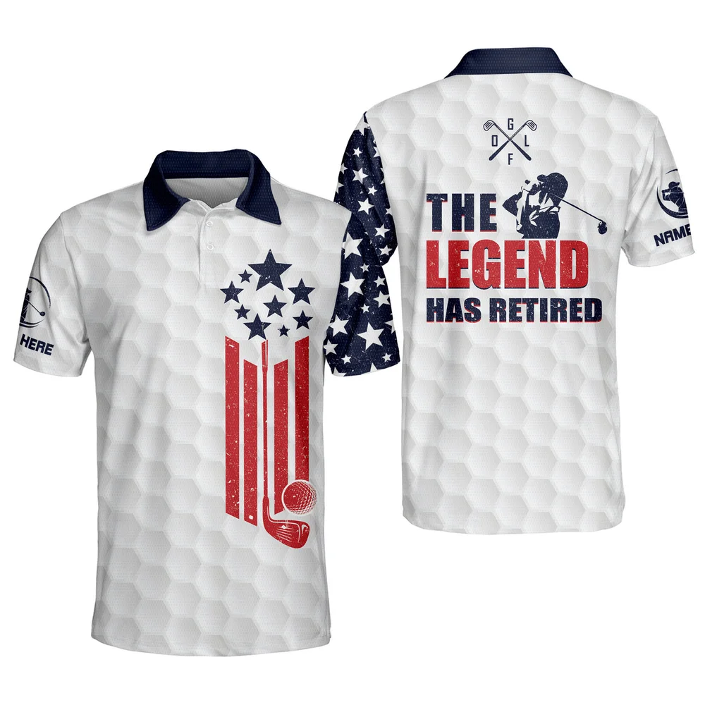 Personalized Crazy Golf Polo Shirts for Men The Legend Has Retired Mens Golf Shirts Patriotic Golf Polos For Men GOLF Personalized Crazy Golf Polo Shirts for Men The Legend Has Retired Mens Golf Shirts Patriotic Golf Polos For Men GOLF