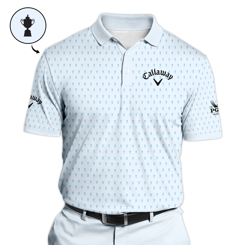 PGA Championship Valhalla Sports Callaway Polo Shirt Cup Pattern Light Blue Pastel All Over Print Polo Shirt For Men