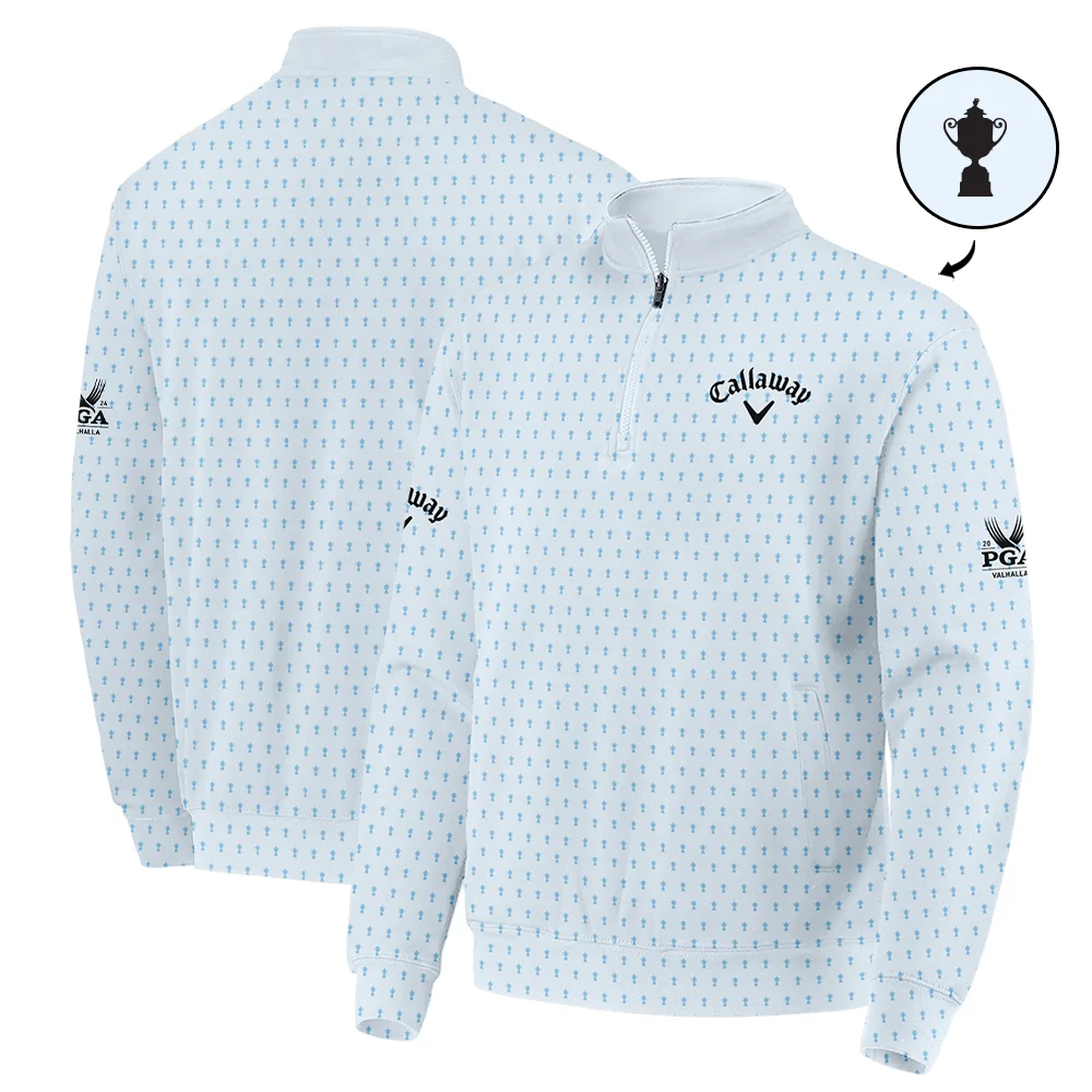 PGA Championship Valhalla Sports Callaway Quarter-Zip Jacket Cup Pattern Light Blue Pastel All Over Print Quarter-Zip Jacket